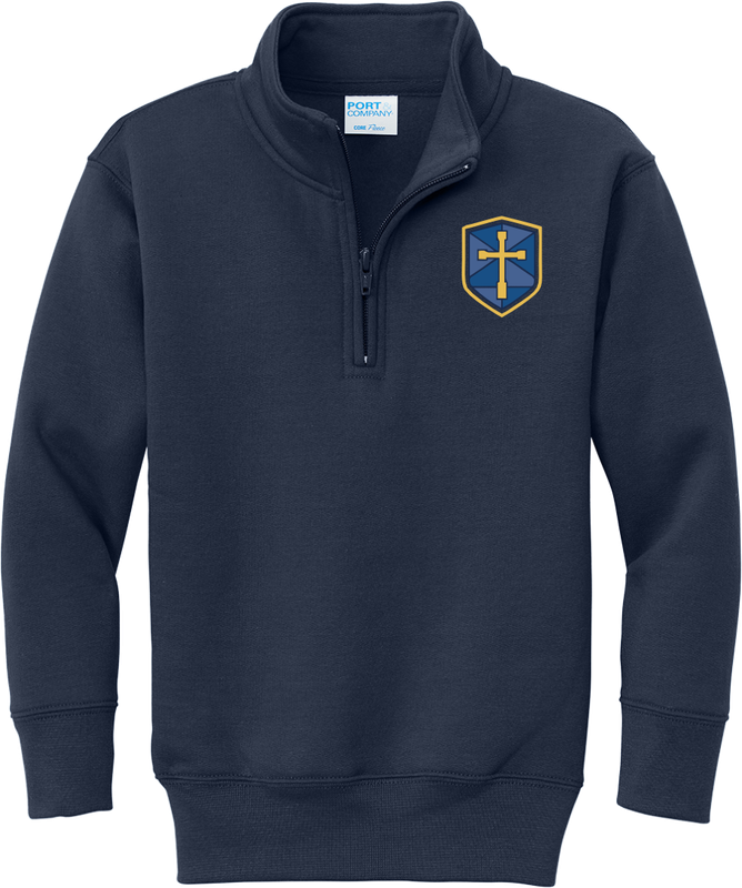 1/4 Zip Navy Fleece with Blue Shield