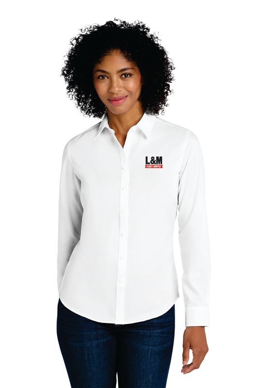 Port Authority® Women's SuperPro™ Twill Shirt White
