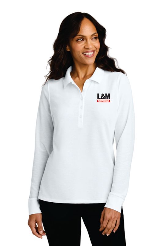 Port Authority® Women’s Wearever Signature Pique Long Sleeve Polo White