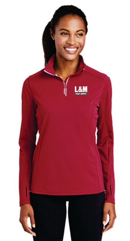 Sport-Tek® Ladies Sport-Wick® Textured 1/4-Zip Pullover-Red