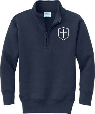 1/4 Zip Navy Fleece with White Shield