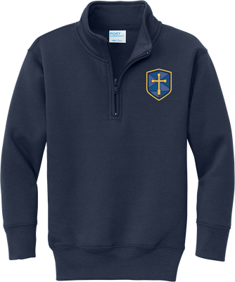 1/4 Zip Navy Fleece with Blue Shield