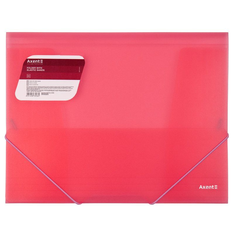 FOLDER - FOLDER WITH ELASTIC BANDS A4 TRANSPARENT RED 1501-42-A  AXENT