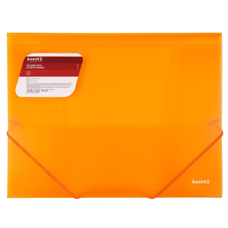 FOLDER - FOLDER WITH ELASTIC BANDS A4 TRANSPARENT ORANGE 1501-25-A AXENT