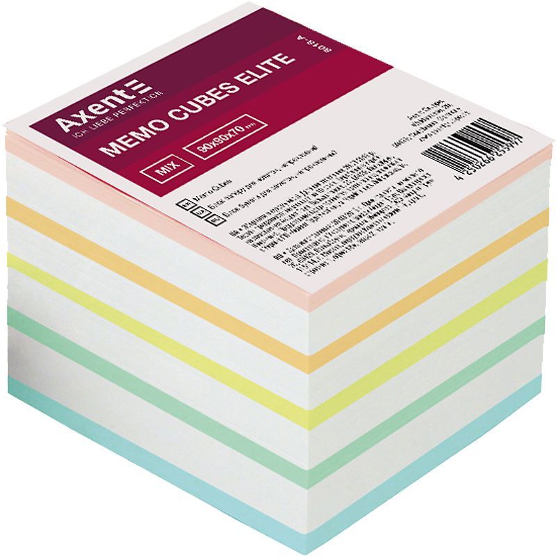 PAPER - MEMO CUB  UNGLUED  90X90X40 MIX COLOR- 8018-A  AXENT