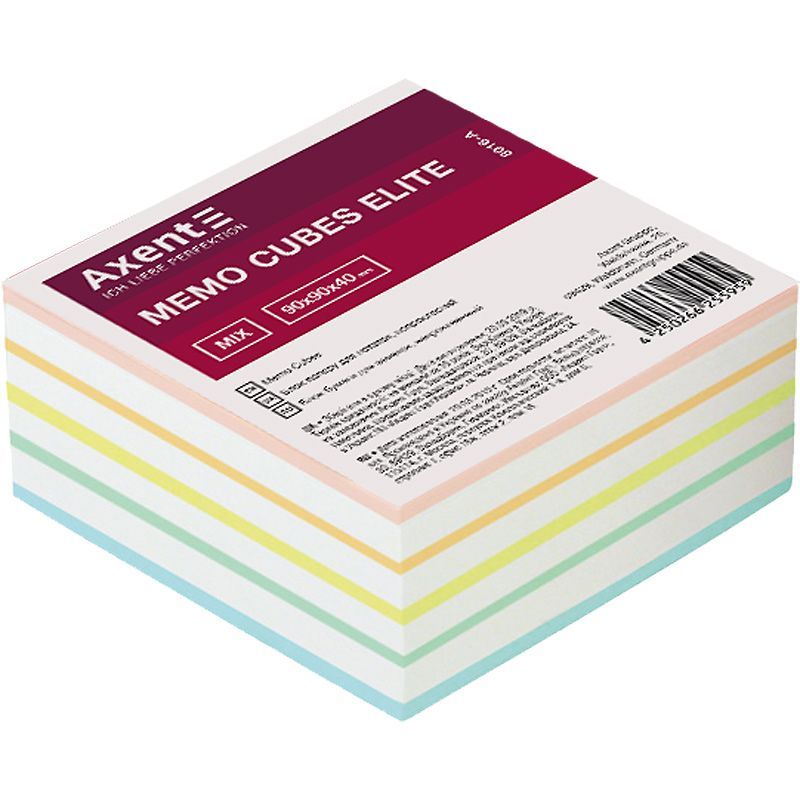 PAPER - MEMO CUB UNGLUED 90X90X40 MIX COLOR- 8016-A  AXENT