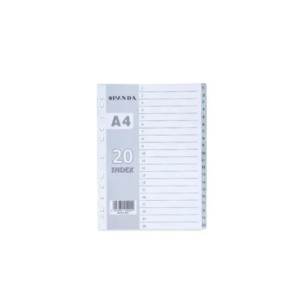 PAGE  DIVIDERS - INDEX  DIVIDER 1-20 PP  COLOR GREY PANDA