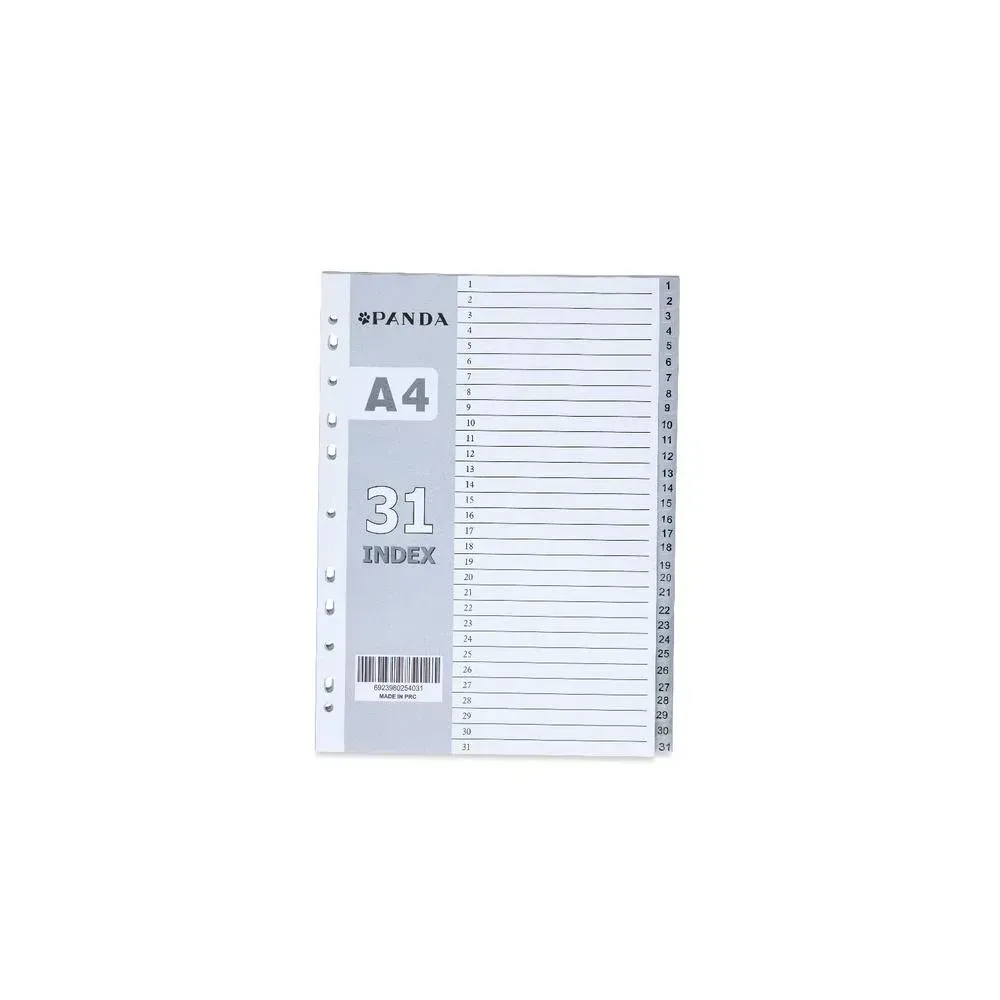 PAGE DIVIDERS - INDEX DIVIDERS COLOR GREY 1-31 SIZE A4 PP PANDA