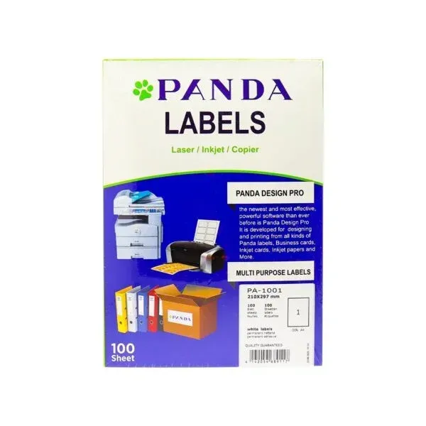 LABEL  - LABEL STICKER 210 X 297  MM 100 LABELS  SIZE A4 PA-1001 PANDA