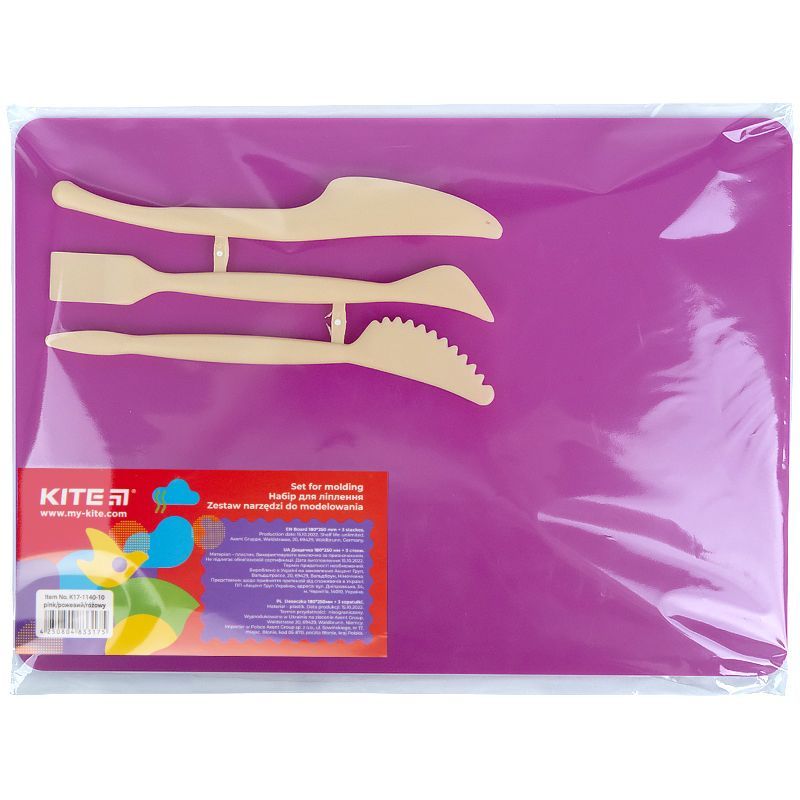 MODELING CLAY AND MODELING TOOLS  - MODELING SET  BASEPLATE & 3 DIFFERENT MODELING TOOLS  COLOR PINK K17-1140-10 Kite