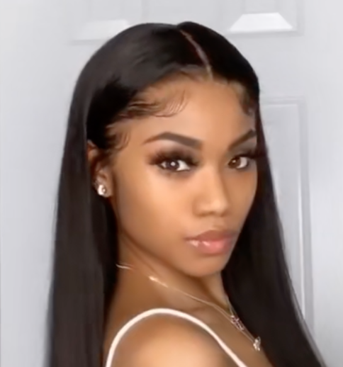 34 Inches Straight 13x4 Human Hair Front Wig - Pre-Plucked &amp; Colored 180% density