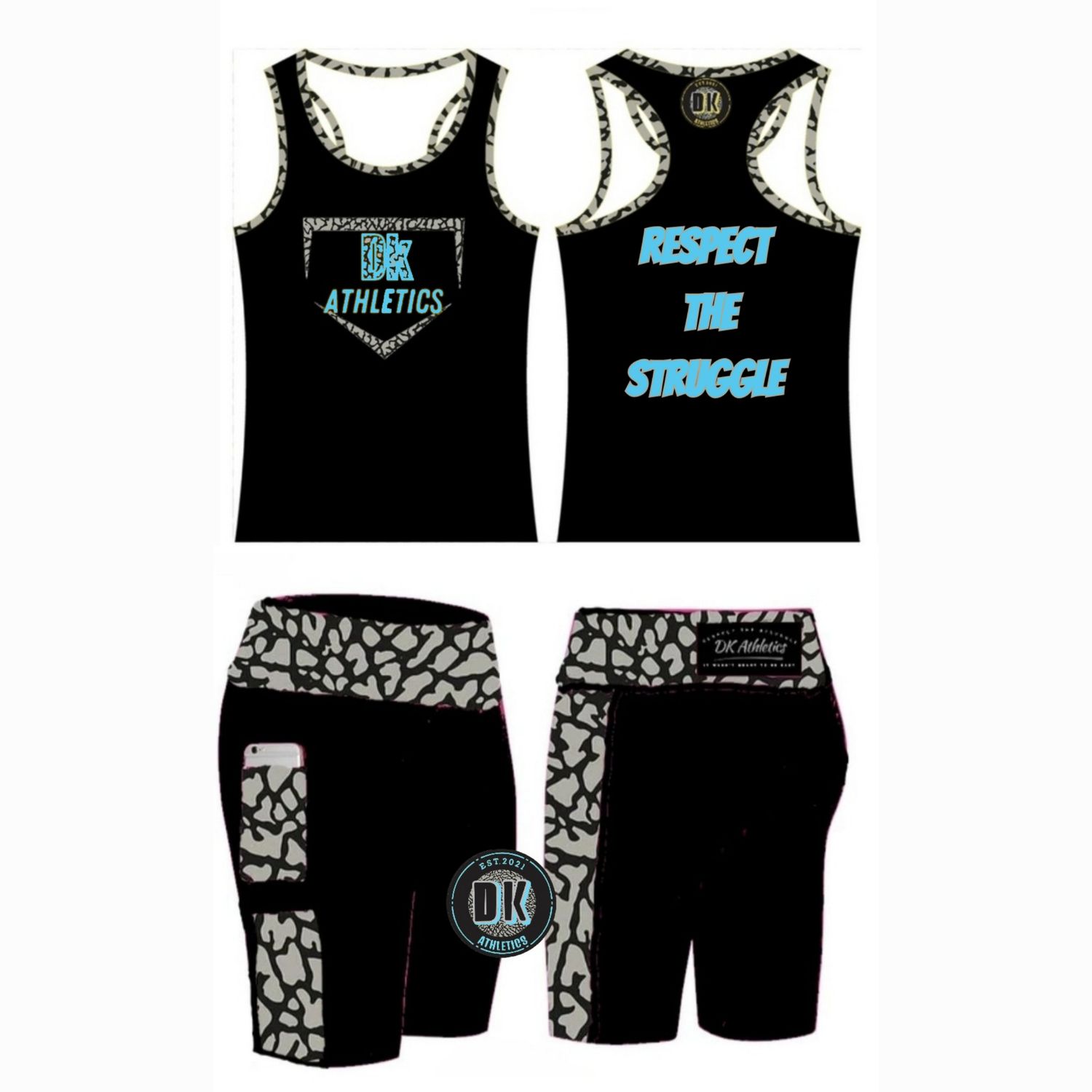 DK Elephant Print Biker shorts/Tank