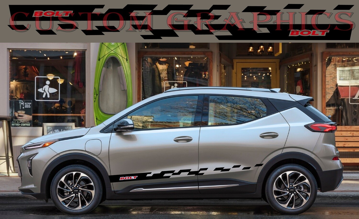 2X Side door stripe vinyl decal graphic sticker Kit Compatible with Bolt