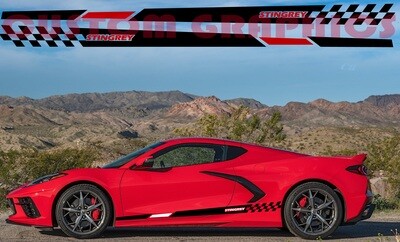 2x Side Stripe Decal Graphic Sticker Kit Compatible with Corvette c8 Stingrey