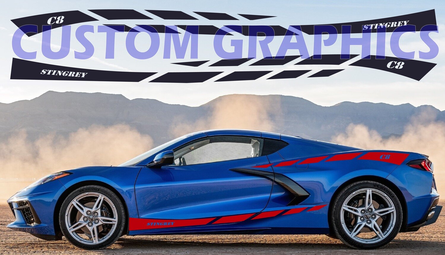 4X Stripe Decal Graphic stickers Kit Compatible with Corvette C8 Stingrey