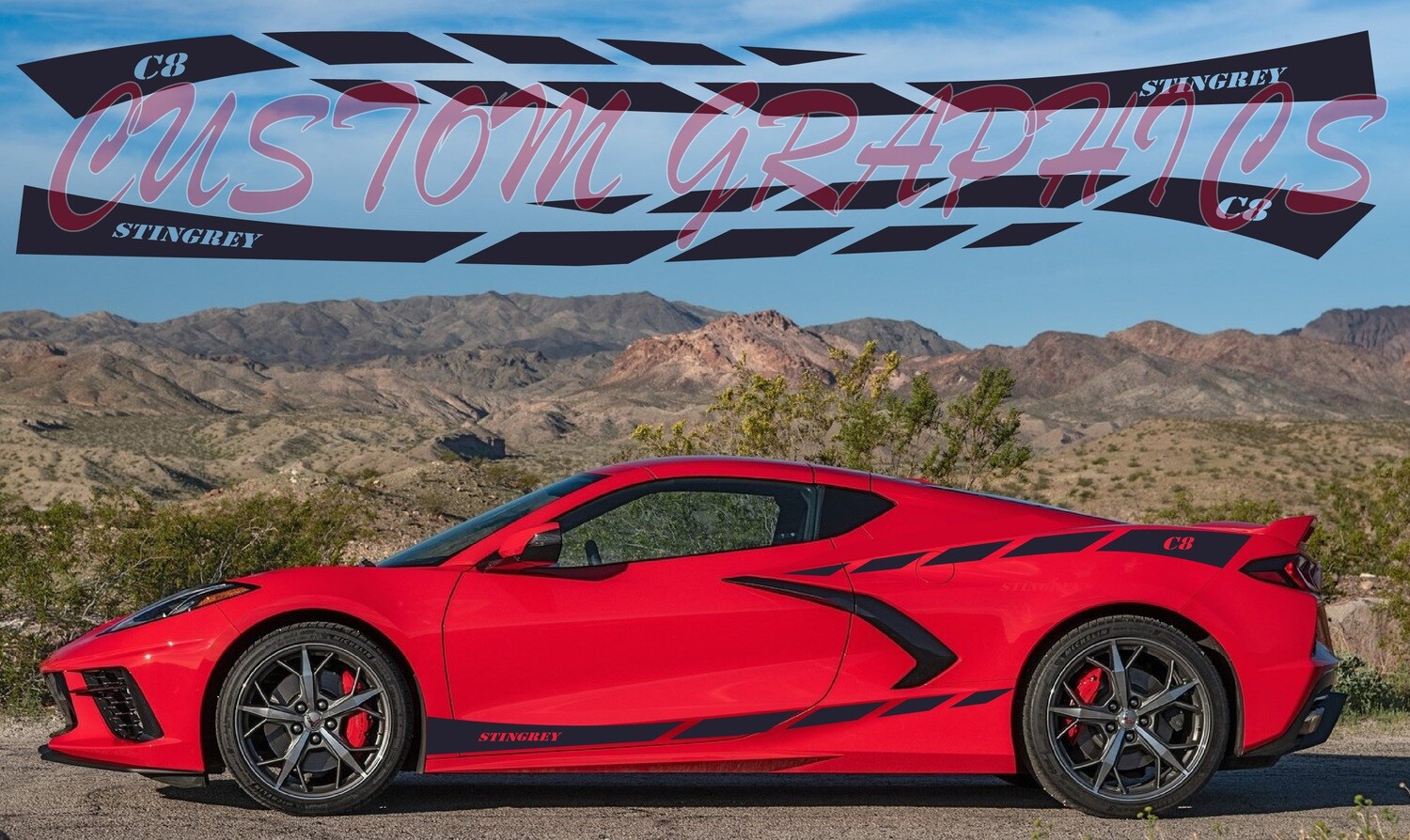 4X Stripe Decal Graphic stickers Kit Compatible with Corvette C8 Stingrey