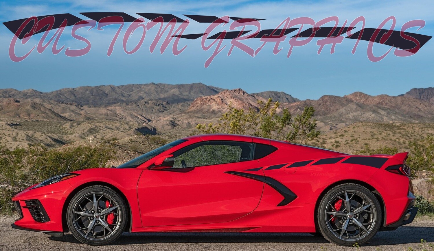 2X Side door stripe vinyl decal graphic sticker Kit Compatible with Corvette C8 Stingrey