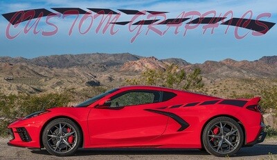 2X Side door stripe vinyl decal graphic sticker Kit Compatible with Corvette C8 Stingrey
