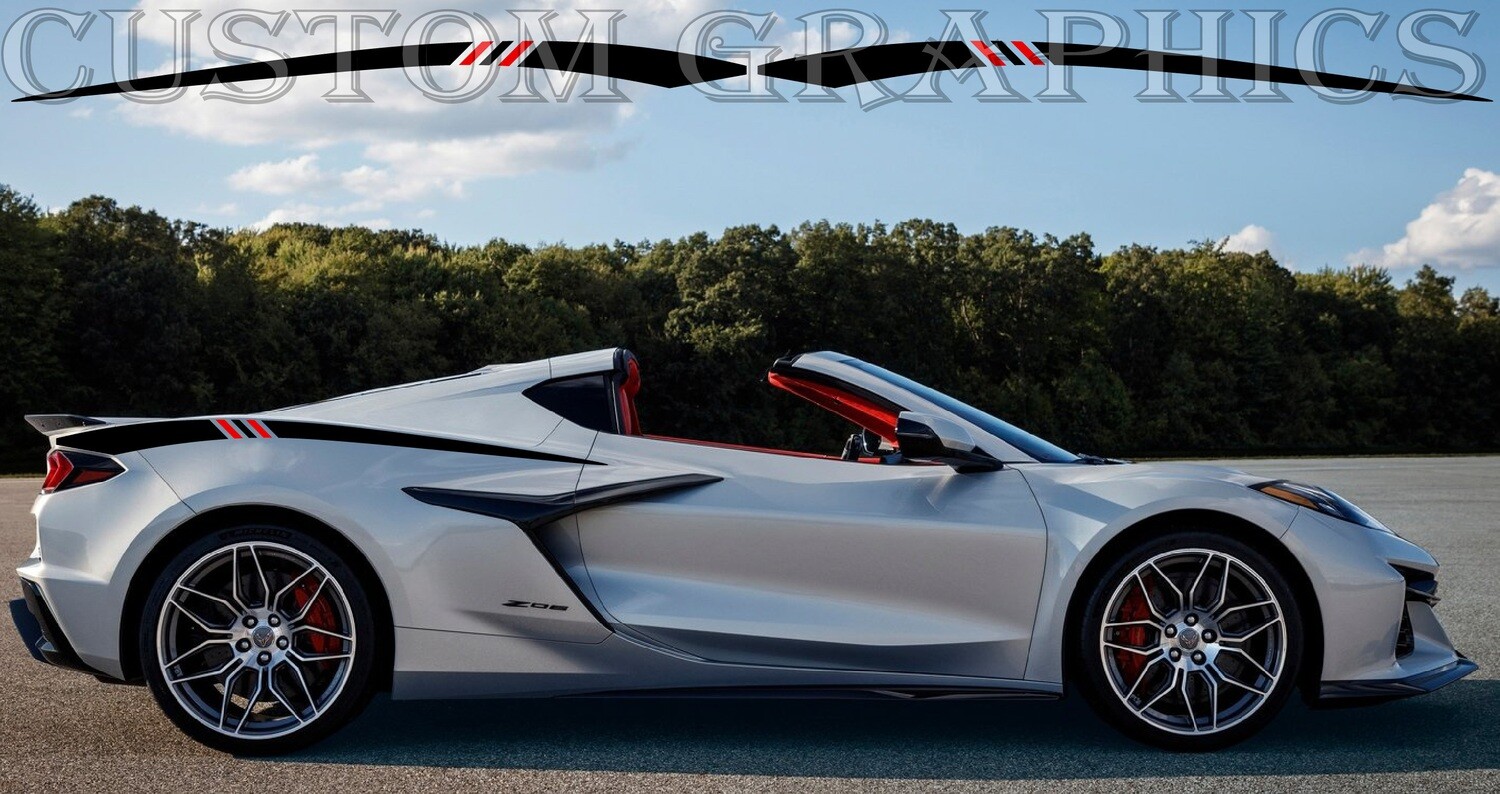 Side Door Stripe Custom kit Stickers Set Kit Compatible with Corvette_Z06-2023