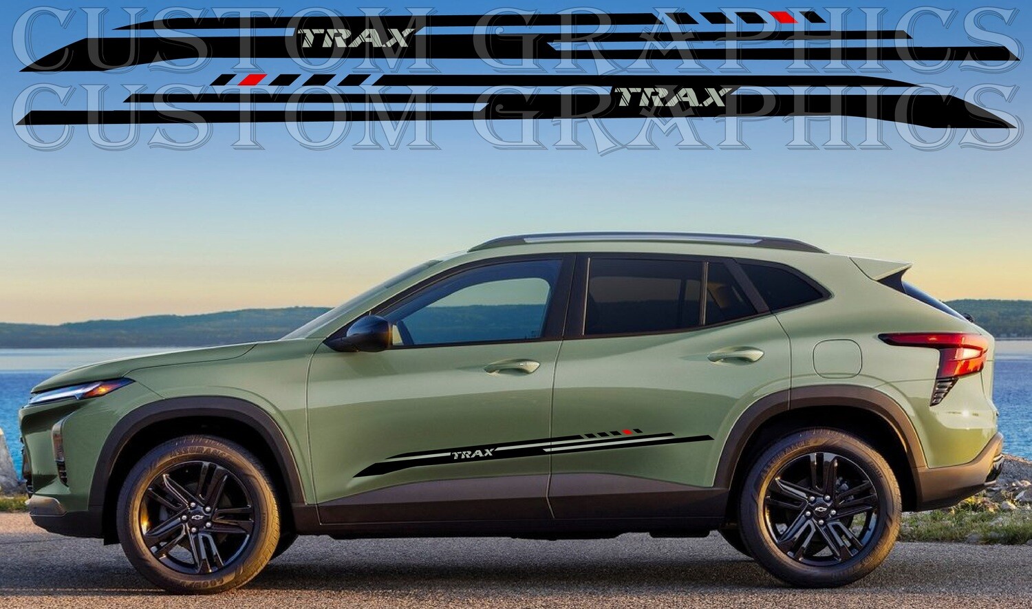 Pair of Sport Side Stripes Decal Sticker Vinyl Compatible with Trax