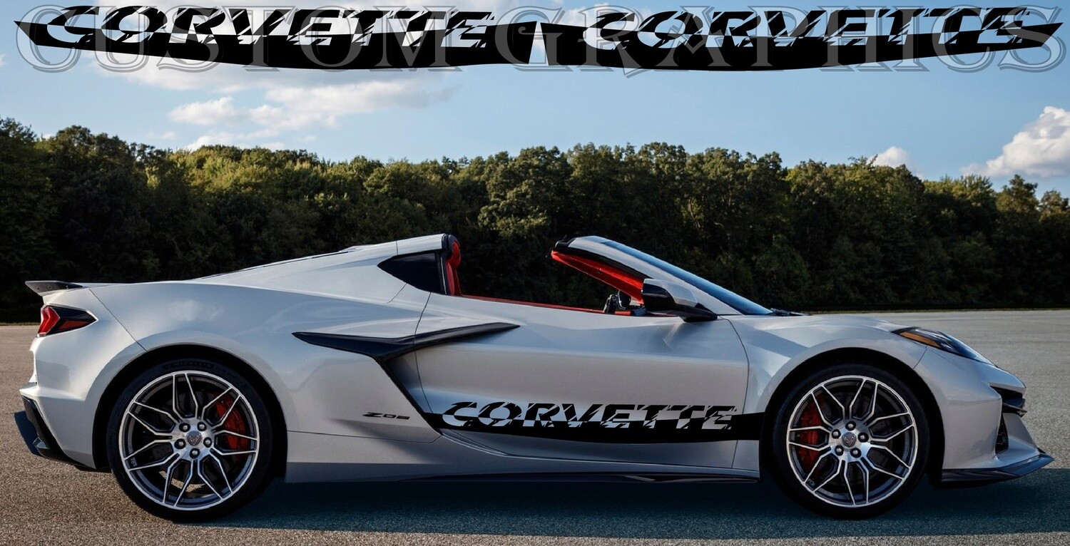 Set of Racing Side Stripes Decal Sticker Graphic Compatible with Corvette Z06 2023