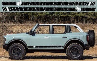 Pair of Sport Side Stripes Decal Sticker VinylSport Design Compatible with Bronco Wildtrak 4 doors 4x4 Off road
