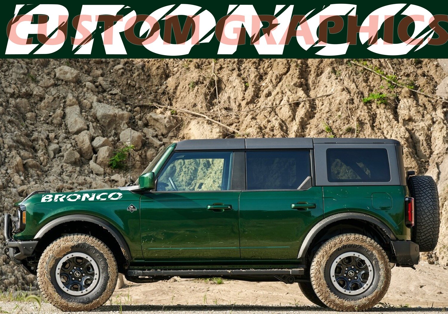 Small inscription Pair of Sport Side Stripes Decal Sticker Vinyl Sport Design Compatible with Bronco 4 doors 4x4 Off road