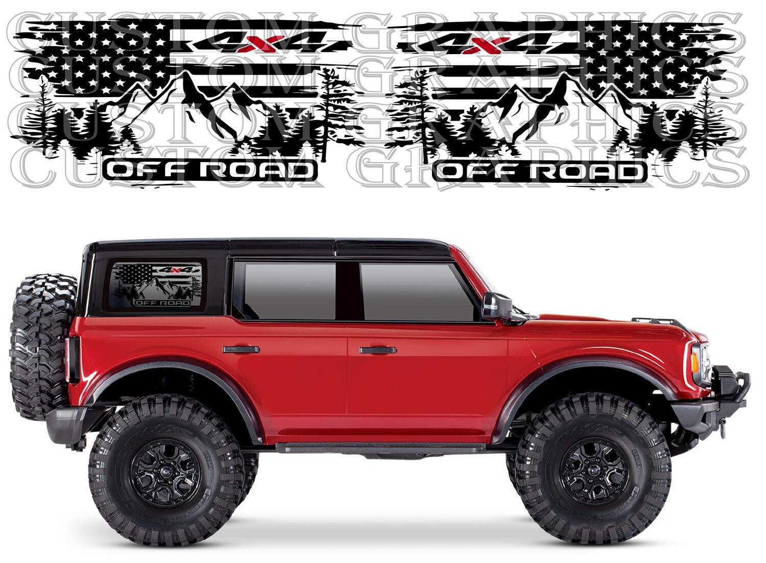 2x body decals side stripe sticker logo graphics vinyl high quality Sport Design Compatible with Bronco 4 doors 4x4 Off road