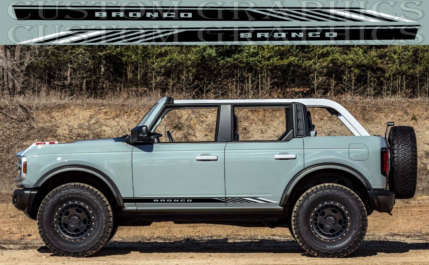 Pair of Sport Side Stripes Decal Sticker VinylSport Design Compatible with Bronco 4 doors 4x4 Off road