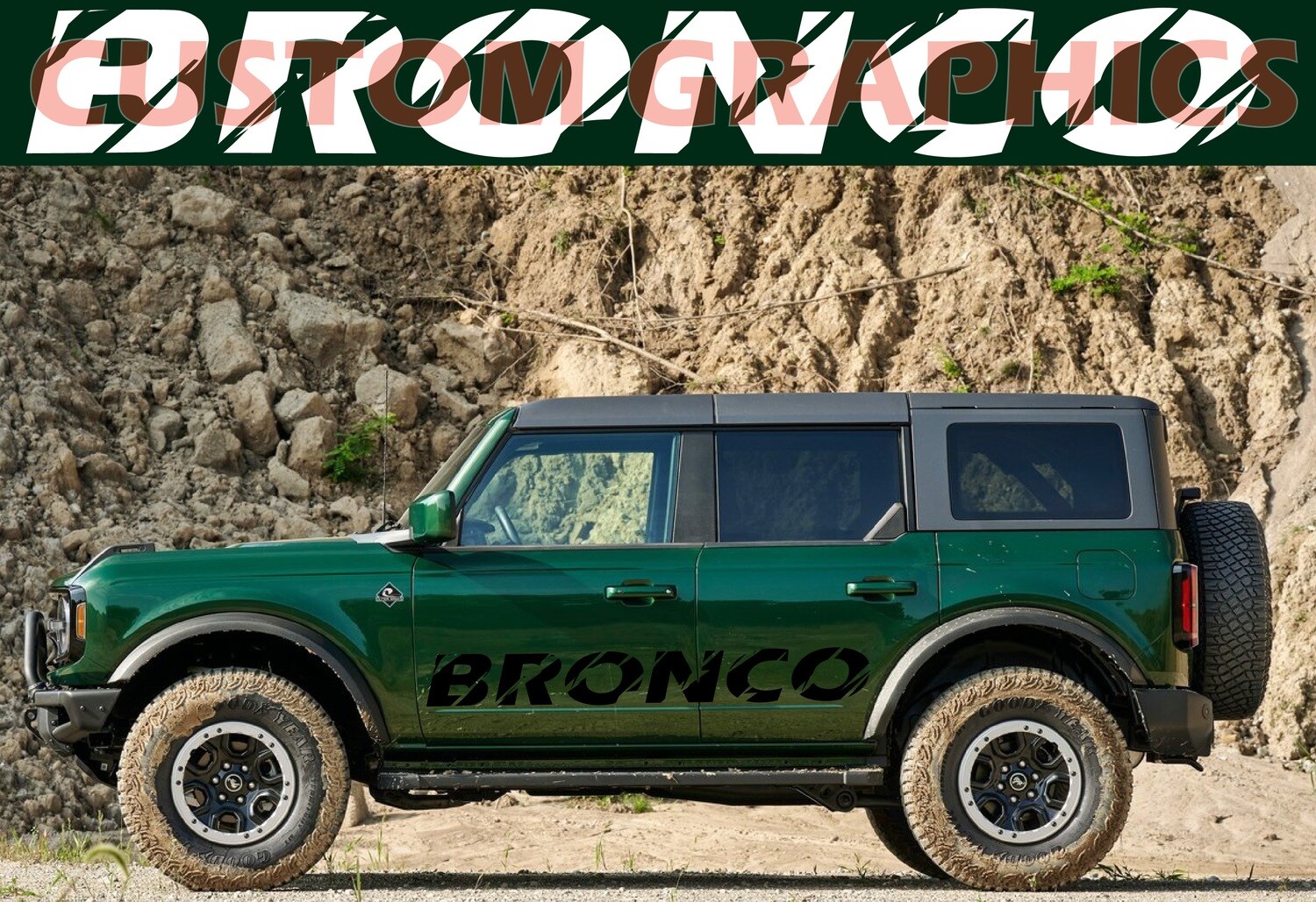 Big inscription Pair of Sport Side Stripes Decal Sticker Vinyl Sport Design Compatible with Bronco 4 doors 4x4 Off road