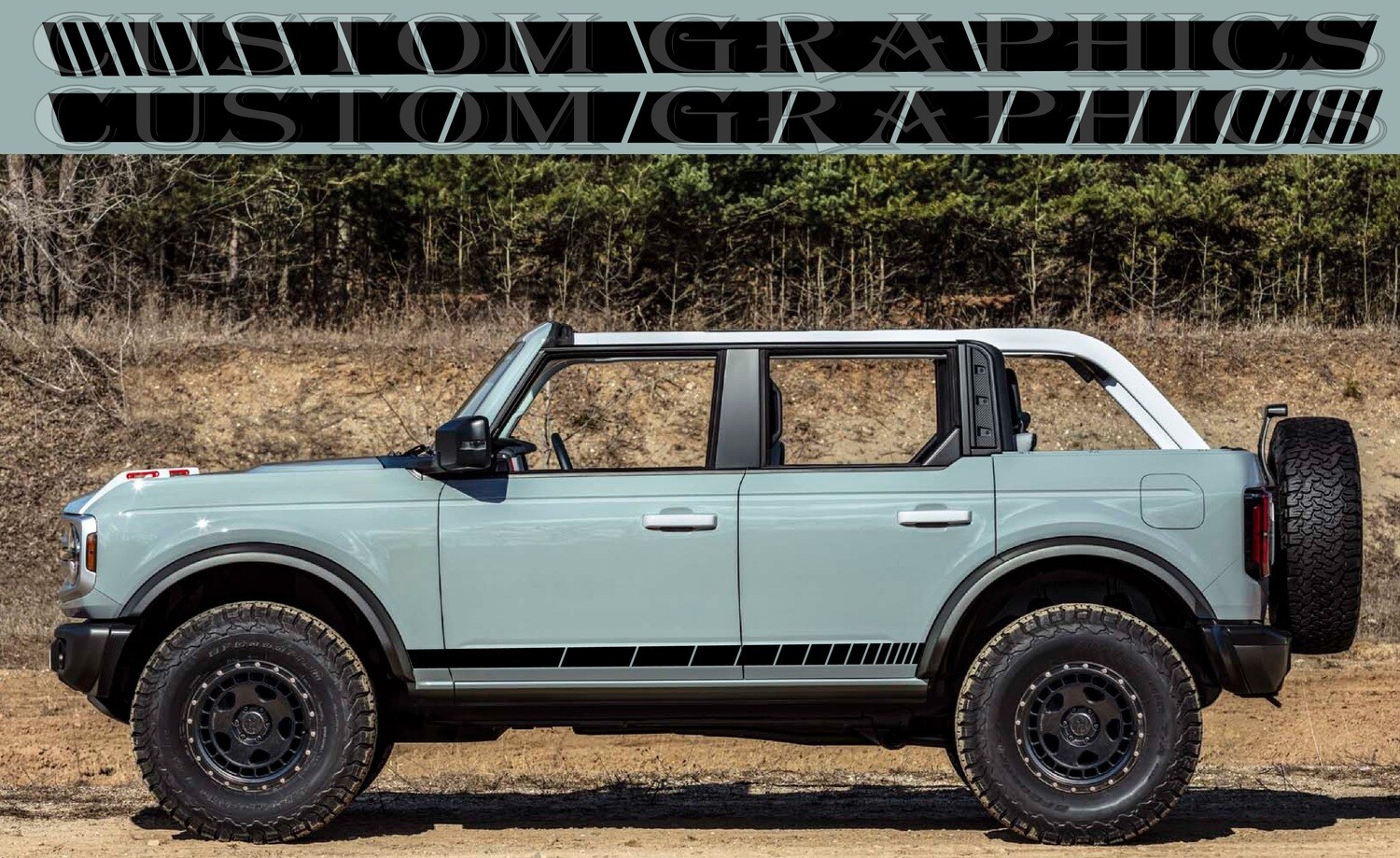 Exclusive Side Door Stripe Custom kit Stickers Set Kit Compatible with Bronco 4 doors 4x4 Wildtrak Mountains