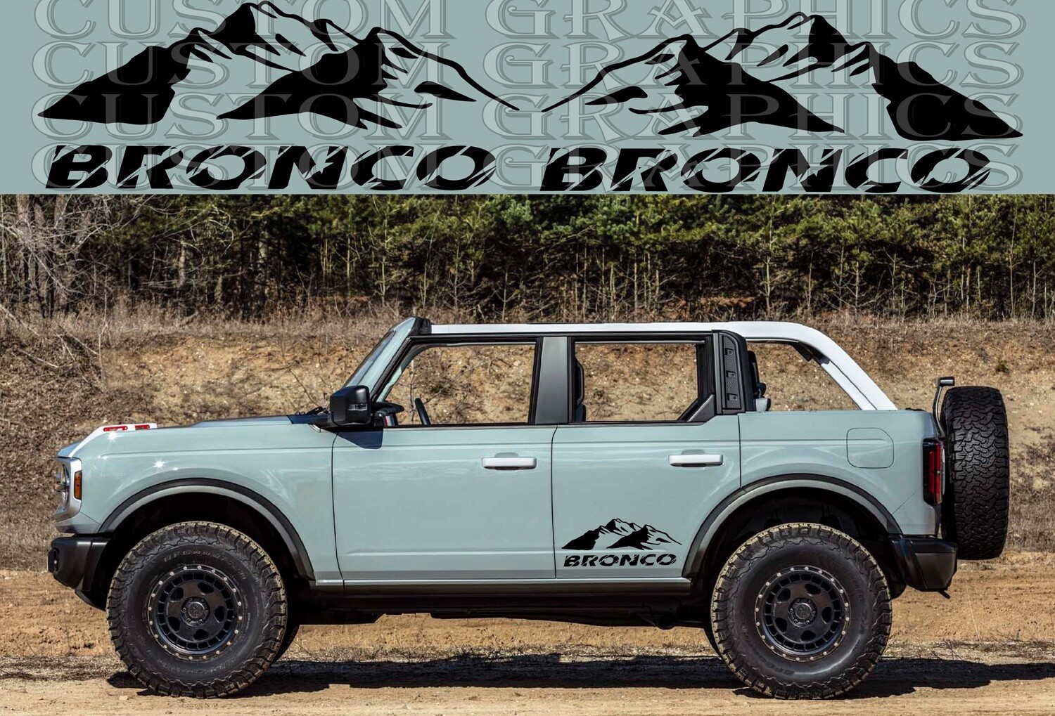 Exclusive Sport Side door sticker racing design Compatible with Bronco 4 doors 4x4 Wildtrak Mountains