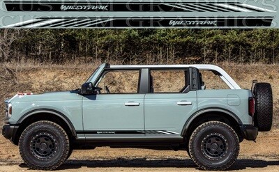 2x body decals side stripe sticker logo graphics vinyl high quality Sport Design Compatible with Bronco Wildtrak 4 doors 4x4 Off road