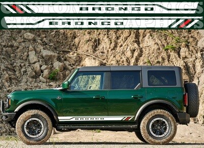 Side door vinyl decal sticker Sport Design Compatible with Bronco 4 doors 4x4 Off road