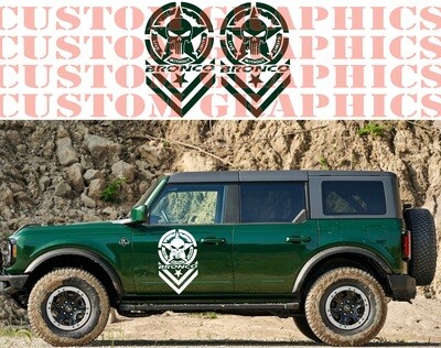 2x Vinyl Decal Custom Stickers Graphic kit Compatible with Bronco 4 doors 4x4 Off road