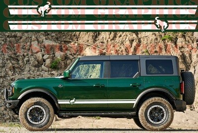 Classic Horse Design Side door stripe vinyl decal graphic sticker Kit Compatible with Bronco 4 doors 4x4