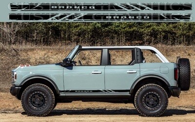Exclusive 2x body decals side stripe sticker logo graphics vinyl Sport Design Compatible with Bronco 4 doors 4x4 Wildtrak Mountains