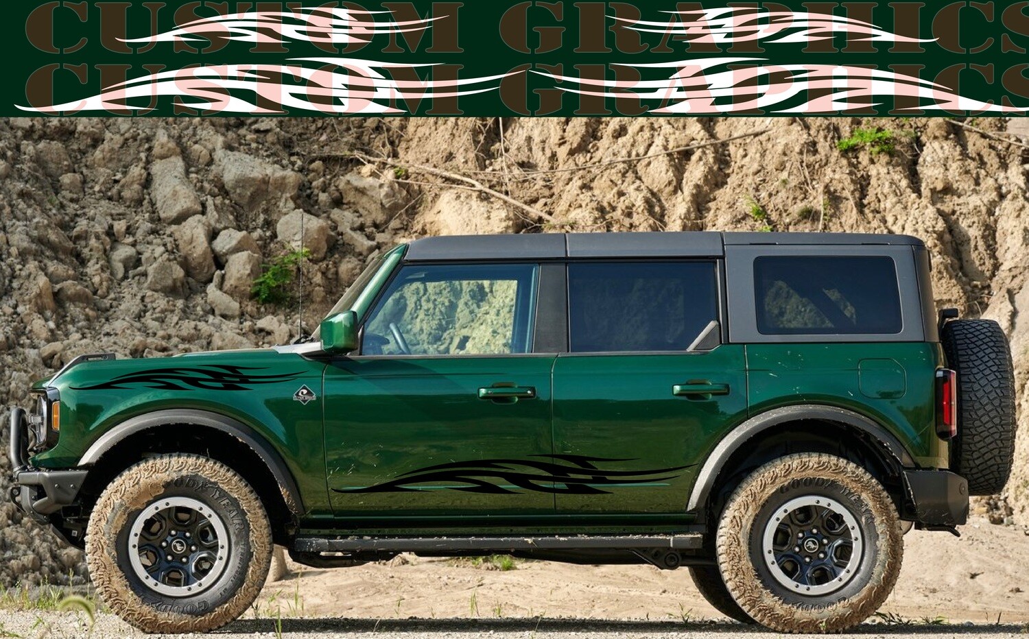4x Tribal Design Vinyl Decal Custom Stickers Graphic kit Compatible with Bronco 4 doors 4x4 Off road