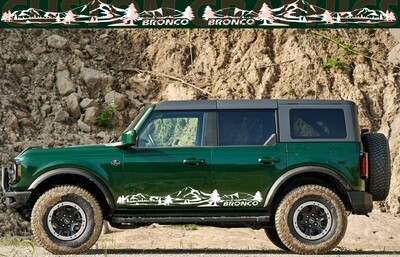 Mountains Design Sticker Decal Side Door Stripes Compatible with Bronco 4 doors 4x4