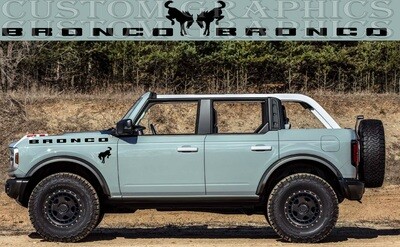 Exclusive Inscription and horses Set of Racing Side Stripes Decal Sticker Graphic Compatible with Bronco 4 doors 4x4 Wildtrak
