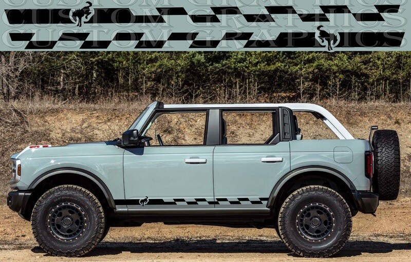 Pair of Sport Side Stripes Decal Sticker Vinyl Compatible with Bronco 4 doors 4x4 Wildtrak