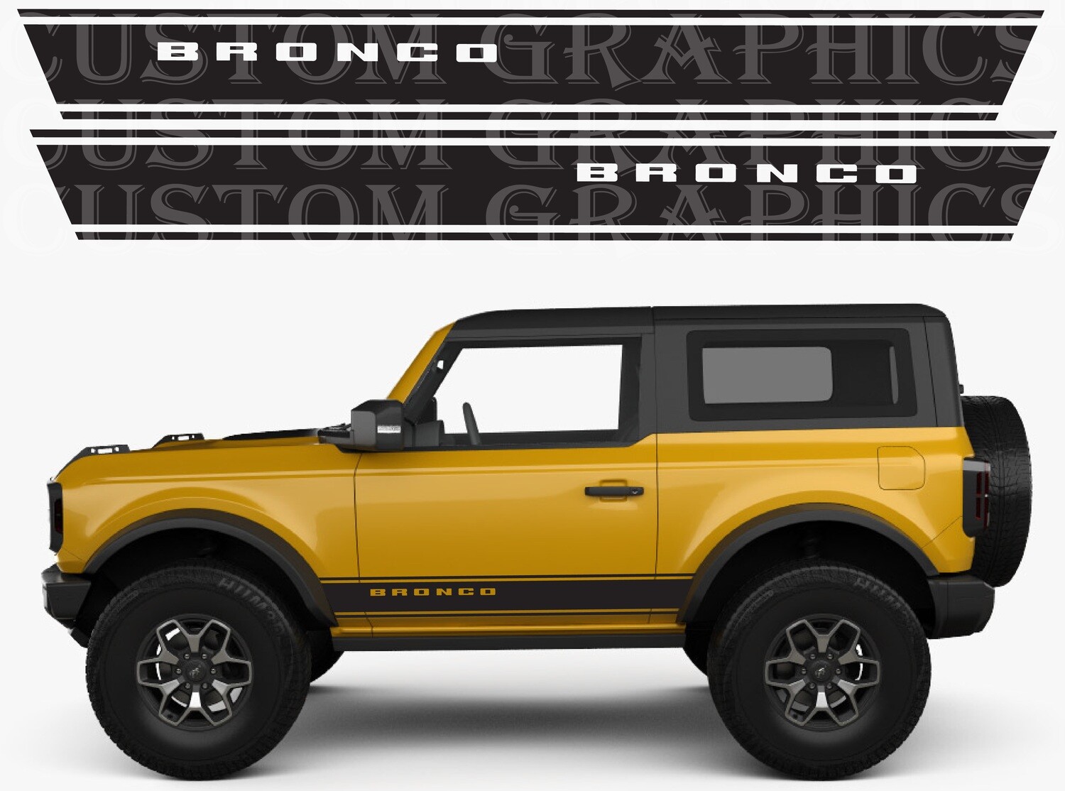 Pair of Sport Side Stripes Decal Compatible with Bronco 2 doors