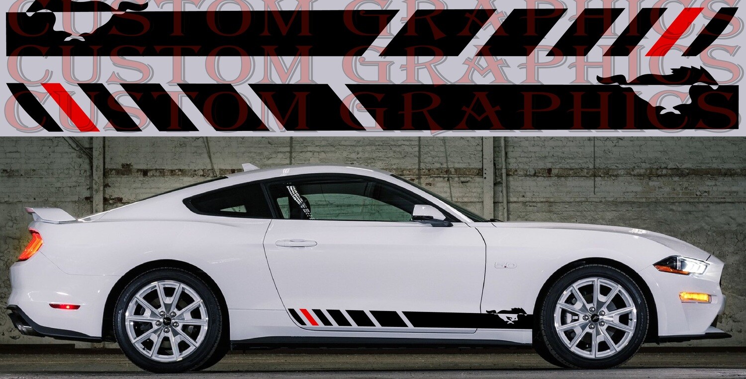 2x body decals side stripe sticker Compatible with Mustang