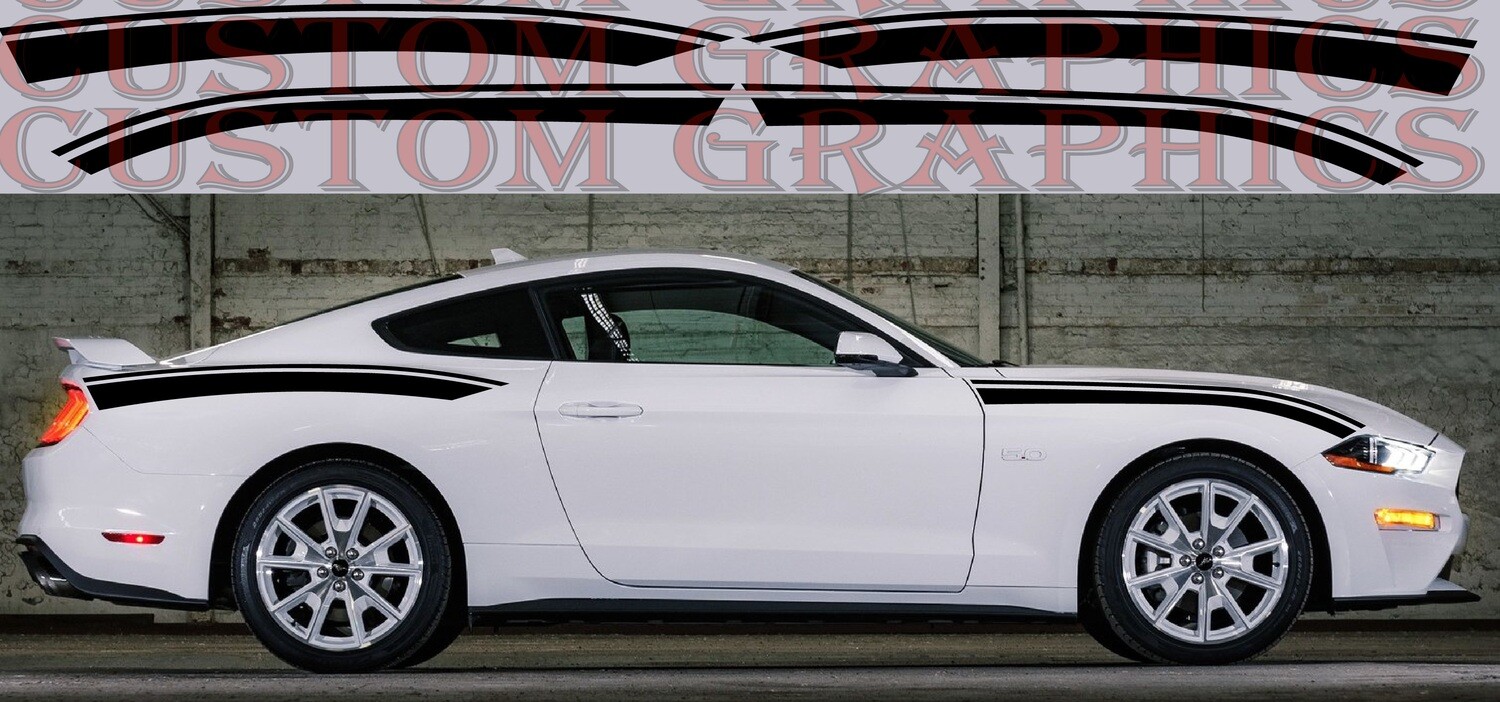 4x Side Door Stripe Custom kit Stickers Set Compatible with Mustang