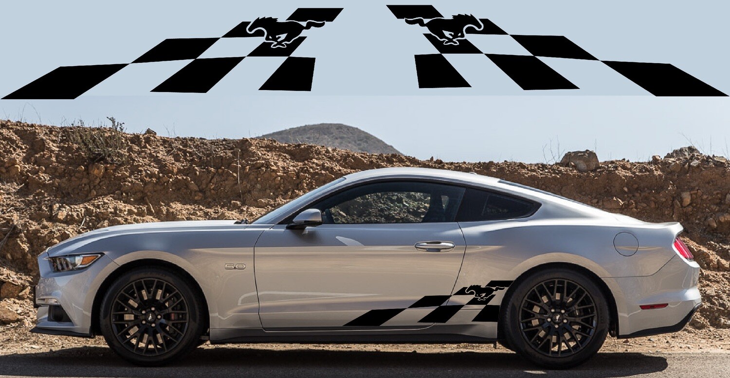 Pair of Sport Side Stripes Decal Sticker Vinyl Compatible with Mustang