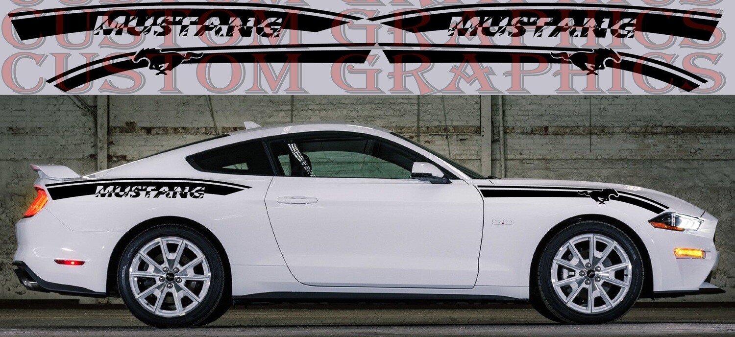 4x Decal Graphic Sticker Door Sport Stripe Kit Compatible with Mustang