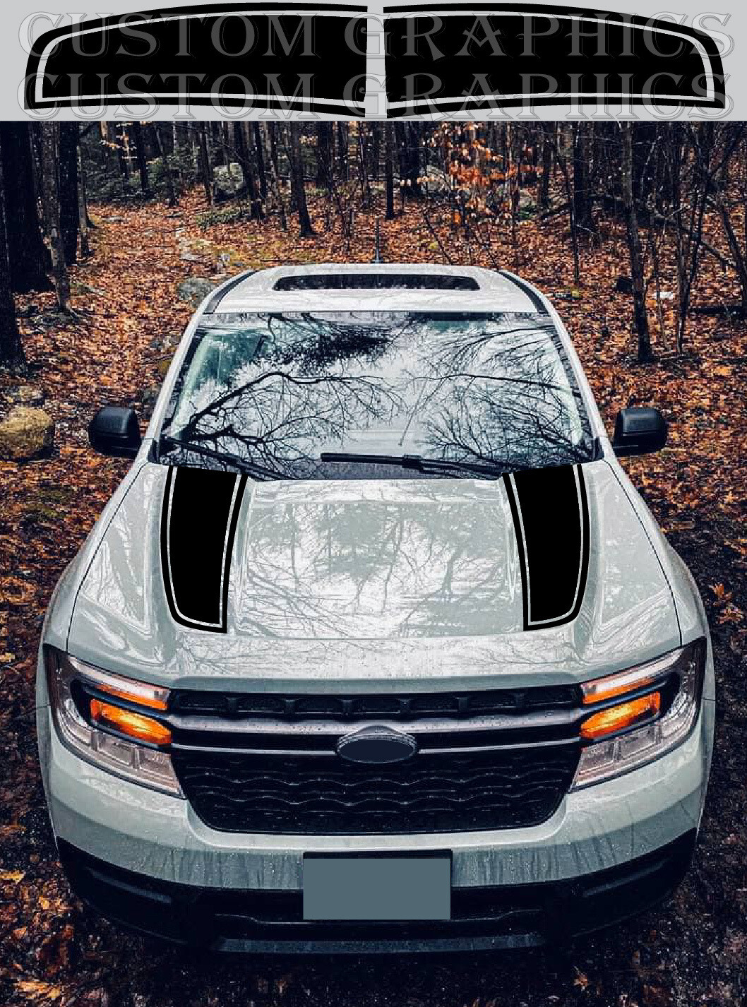 Pair of Classic hood Stripes Compatible with Maverick