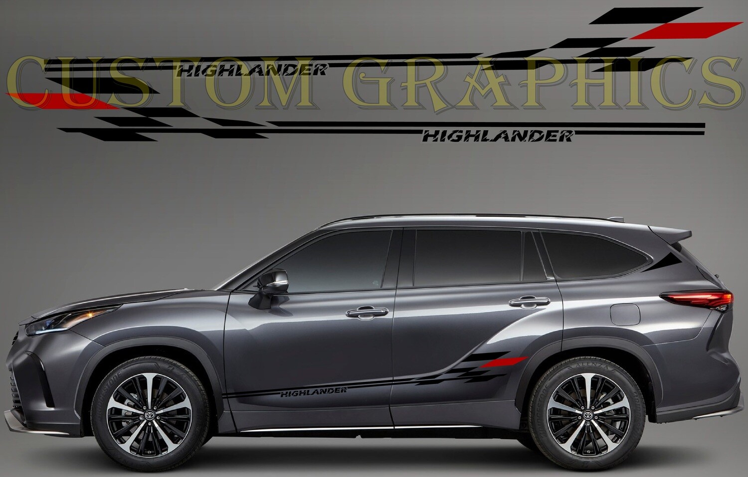 Side Stripe Decal Graphic Sticker Kit Compatible with Highlander