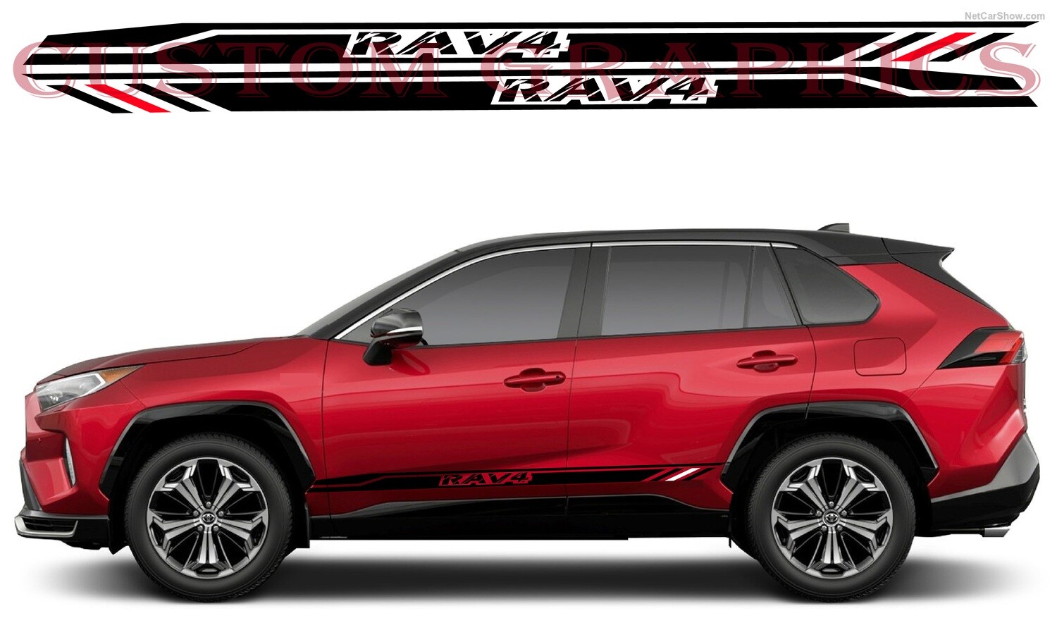 Pair of Sport Side Stripes Decal Sticker Vinyl Compatible with  Rav4 Prime 2021