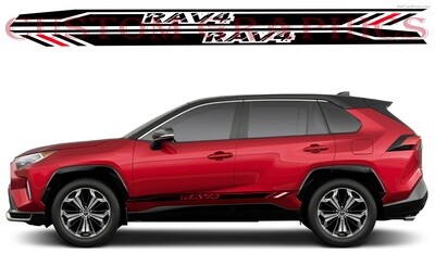 Pair of Sport Side Stripes Decal Sticker Vinyl Compatible with  Rav4 Prime 2021